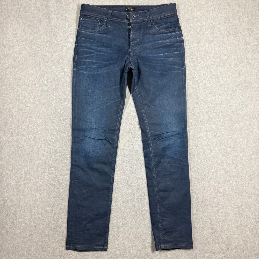 Jack & Jones Jeans Intelligence Tim Slim Fit Dark Wash Stretch Denim Jeans 32x34